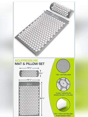 Prosourcefit Acupressure Mat and Pillow Set for Back/Neck Pain Relief and Muscle